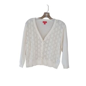 Elle Cream V Neck Lace Front Cropped Cardigan XL